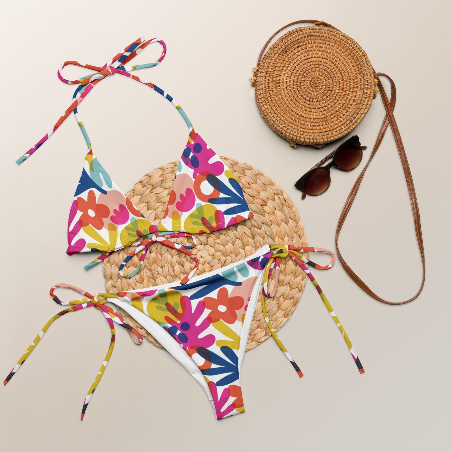 FLOWERS RECYCLED STRING BIKINI